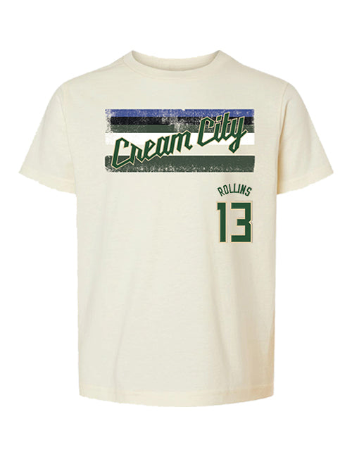 Youth Bucks Pro Shop 2025-26 City Edition Ryan Rollins Milwaukee Bucks T-Shirt