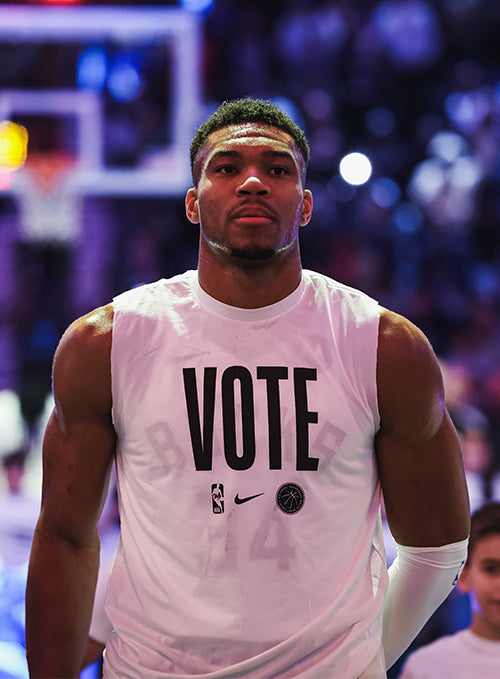 Game Worn Nike Vote Giannis Antetokounmpo Cut-Off Shooter Shirt-giannis