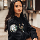 Pro Standard Split Logo Milwaukee Bucks Hooded Sweatshirt-model side