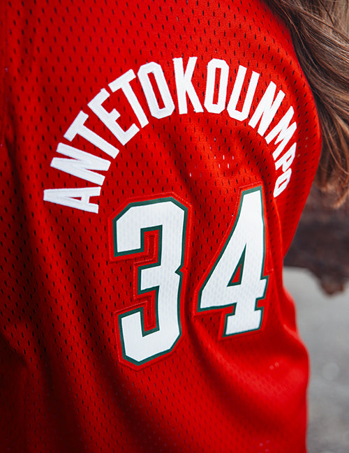 Youth Mitchell & Ness HWC '14 Giannis Antetokounmpo Milwaukee Bucks Swingman Jersey-model back