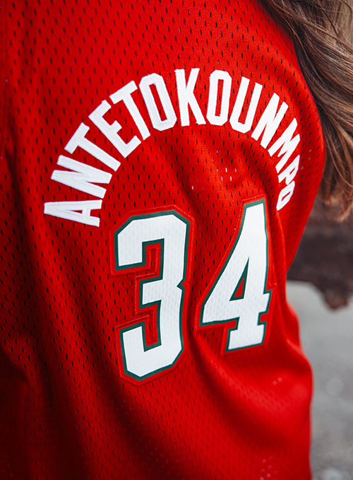 Youth Mitchell & Ness HWC '14 Giannis Antetokounmpo Milwaukee Bucks Swingman Jersey-model back