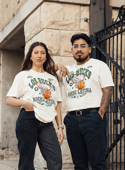 Item of the Game Noche Latina- Los Bucks Milwaukee Bucks T-Shirt-models