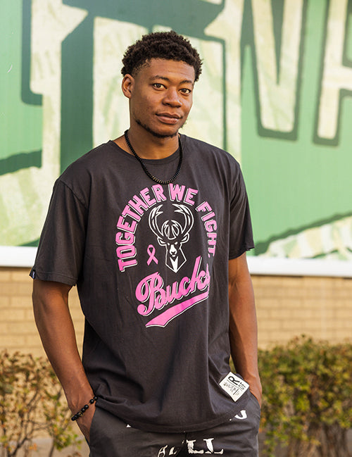 Roots Of Fight Breast Cancer Awareness Milwaukee Bucks T-Shirt-front