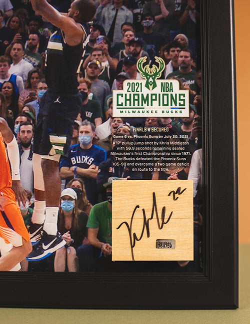 Signed Artsman Bucks Championship Key Moment - Khris Middleton Court Frame-SIGNATURE