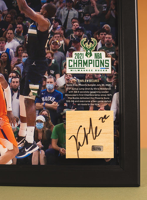 Signed Artsman Bucks Championship Key Moment - Khris Middleton Court Frame-SIGNATURE