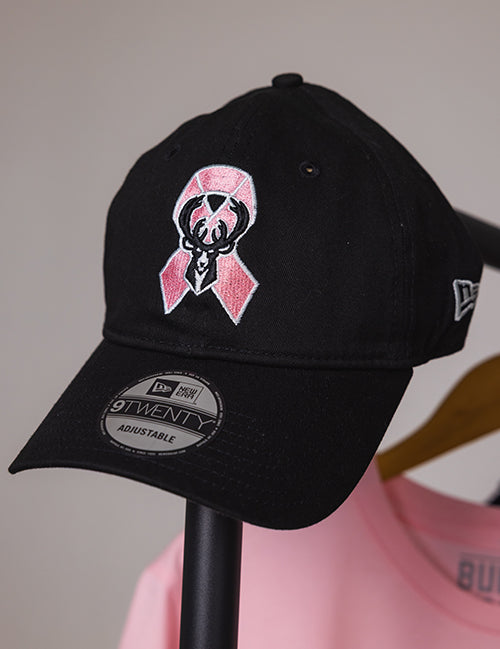 New Era Breast Cancer Awareness Black and Pink Milwaukee Bucks Adjustable Hat
