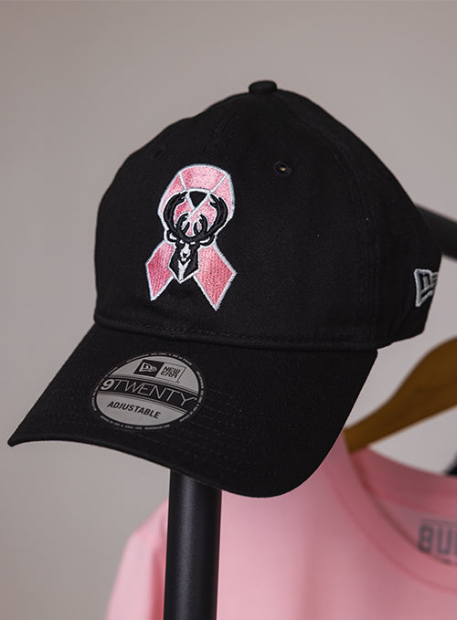New Era Breast Cancer Awareness Black and Pink Milwaukee Bucks Adjustable Hat
