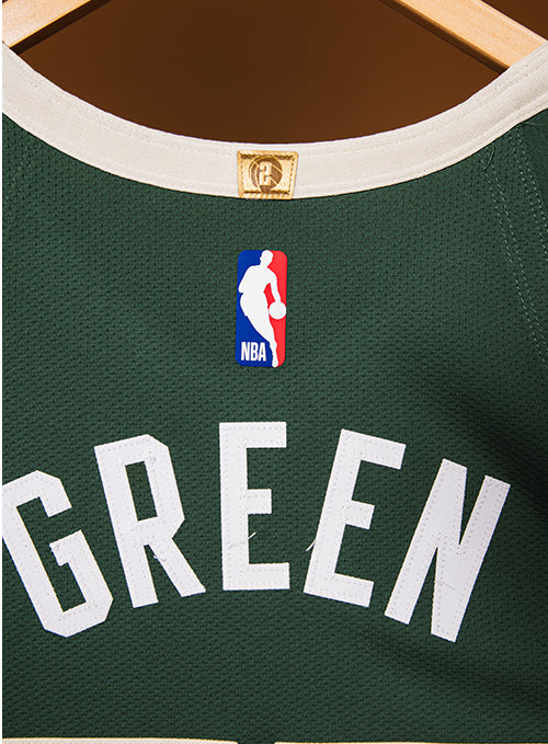 Game Worn Nike Icon Edition AJ Green Milwaukee Bucks Authentic Jersey-close up