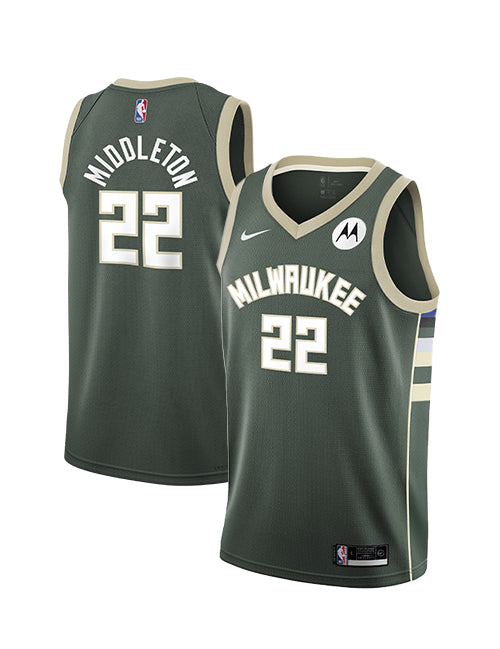 Youth Nike 2022 Icon Edition Khris Middleton Milwaukee Bucks Swingman Jersey-COLLAGE