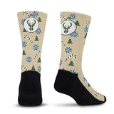 For Bare Feet Bango Milwaukee Bucks Holiday Socks-back