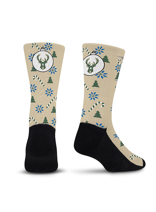 For Bare Feet Bango Milwaukee Bucks Holiday Socks-back