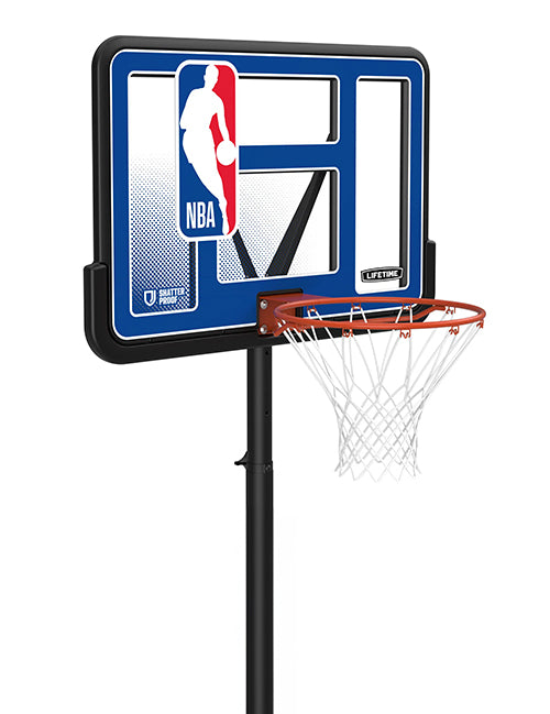 Lifetime NBA Logo 44" Basketball Hoop- close up, angled right