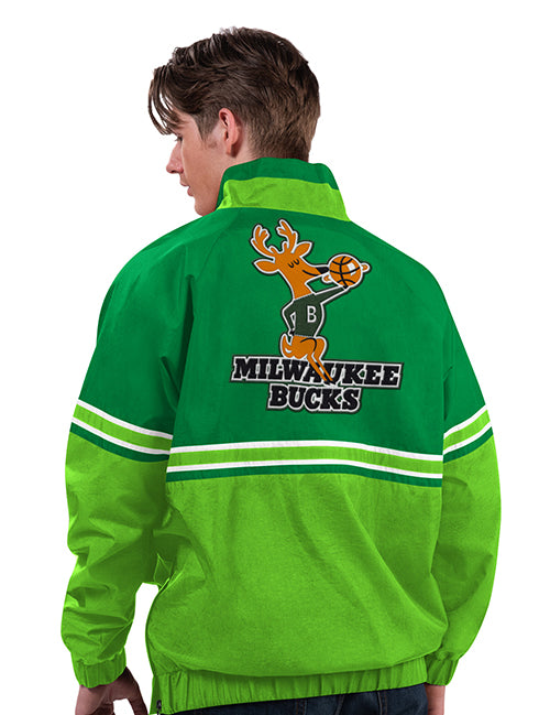 Starter HWC '68 Hit Run Milwaukee Bucks 1/2 Zip Pullover Jacket-back