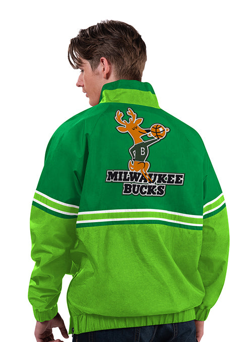 Starter HWC '68 Hit Run Milwaukee Bucks 1/2 Zip Pullover Jacket-back