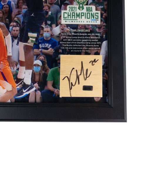 Signed Artsman Bucks Championship Key Moment - Khris Middleton Court Frame-signature