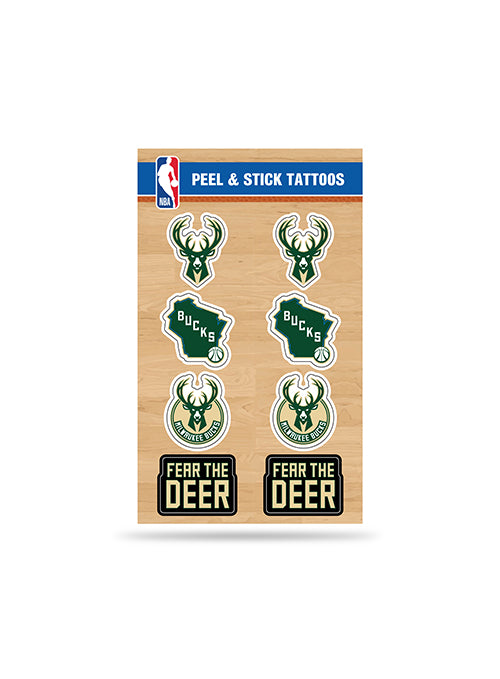 Rico Peel & Stick Milwaukee Bucks 8-Pack Tattoo Set