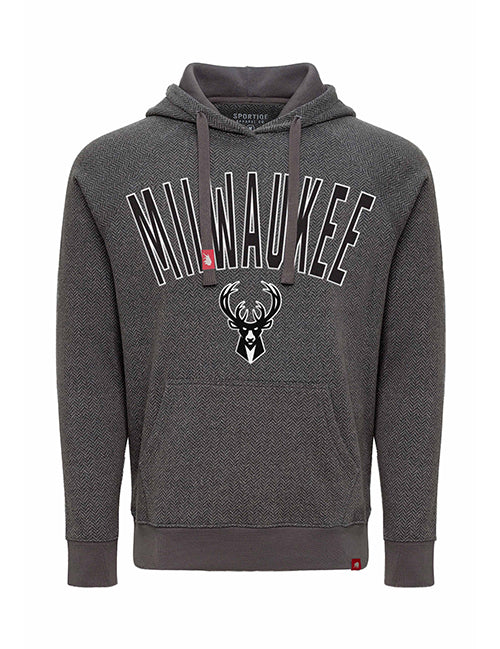 Sportiqe Olsen Herringbone Milwaukee Bucks Hooded Sweatshirt-front