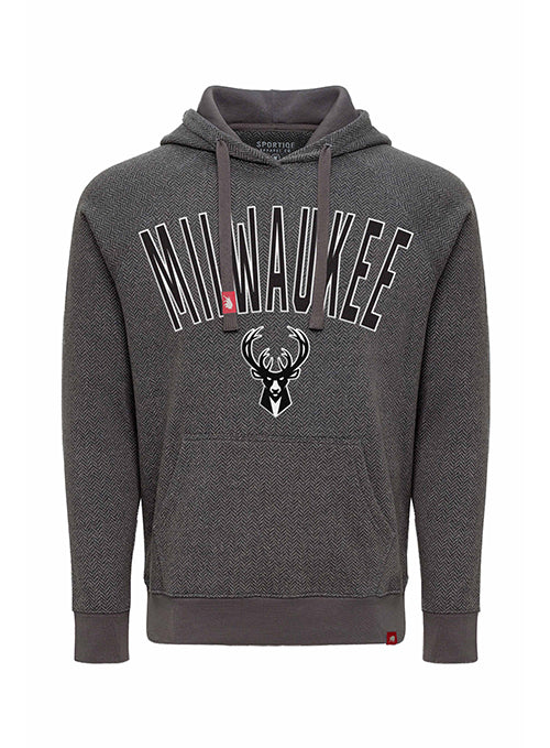 Sportiqe Olsen Herringbone Milwaukee Bucks Hooded Sweatshirt-front