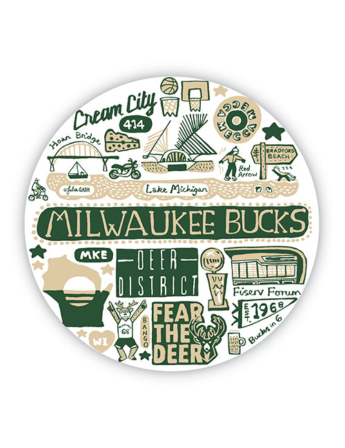 All Over Print Milwaukee Bucks Round Magnet