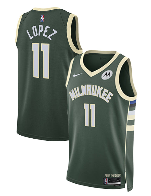 Nike 2022 Icon Edition Brook Lopez Milwaukee Bucks Swingman Jersey-COLLAGE