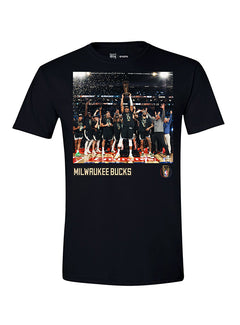 Item of the Game 2024 NBA Cup Champions Milwaukee Bucks Photo Reel T-Shirt