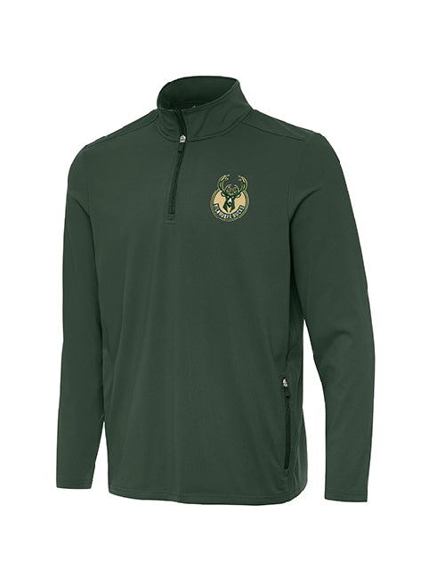 Antigua Global Logo Perilous Milwaukee Bucks 1/4 Zip Pullover