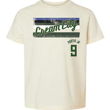 Youth Bucks Pro Shop 2025-26 City Edition Bobby Portis Jr Milwaukee Bucks T-Shirt-front