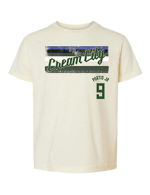 Youth Bucks Pro Shop 2025-26 City Edition Bobby Portis Jr Milwaukee Bucks T-Shirt-front