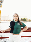 Women's G-III Power Move Milwaukee Bucks T-Shirt-model