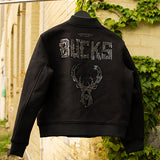Women's Pro Standard Vanguard Milwaukee Bucks Washed Varsity Jacket-back
