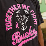 Roots Of Fight Breast Cancer Awareness Milwaukee Bucks T-Shirt-close up