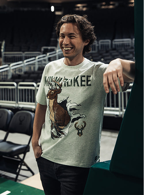 The Wild Collective Tear Through Milwaukee Bucks T-Shirt- model(front)