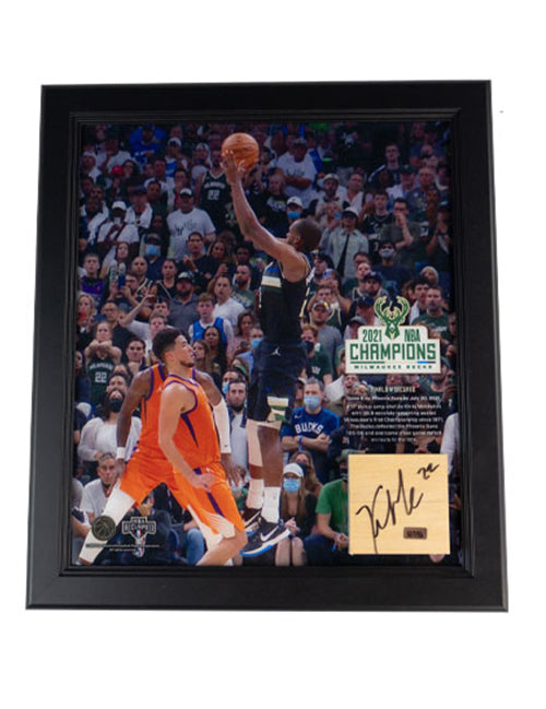 Signed Artsman Bucks Championship Key Moment - Khris Middleton Court Frame-front