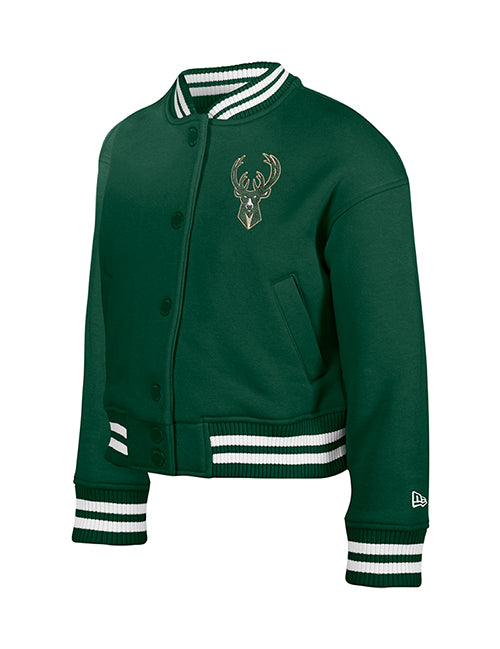 Youth New Era Varsity Milwaukee Bucks Fleece Jacket-front