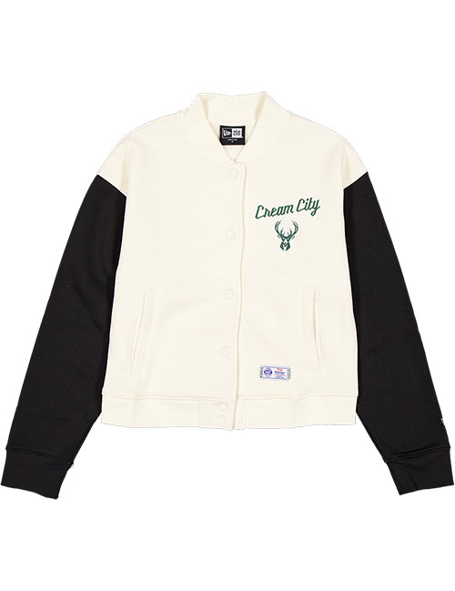 Women's New Era 2025-26 City Edition The East Milwaukee Bucks Bomber Jacket-front