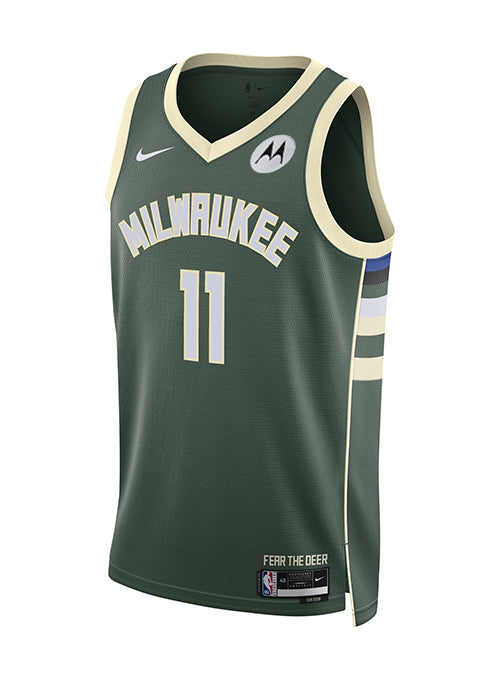 Nike 2022 Icon Edition Brook Lopez Milwaukee Bucks Swingman Jersey-FRONT