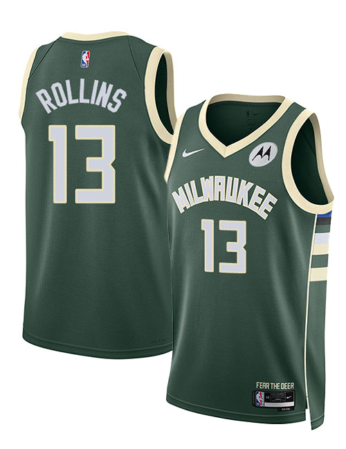 Nike 2022 Icon Edition Ryan Rollins Milwaukee Bucks Swingman Jersey-collage