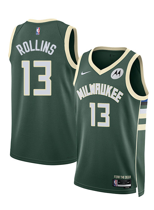 Nike 2022 Icon Edition Ryan Rollins Milwaukee Bucks Swingman Jersey-collage