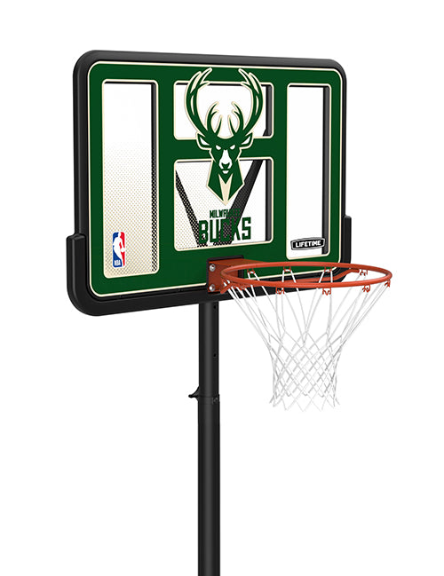 Lifetime Icon Milwaukee Bucks 44" Basketball Hoop-close up, angled right