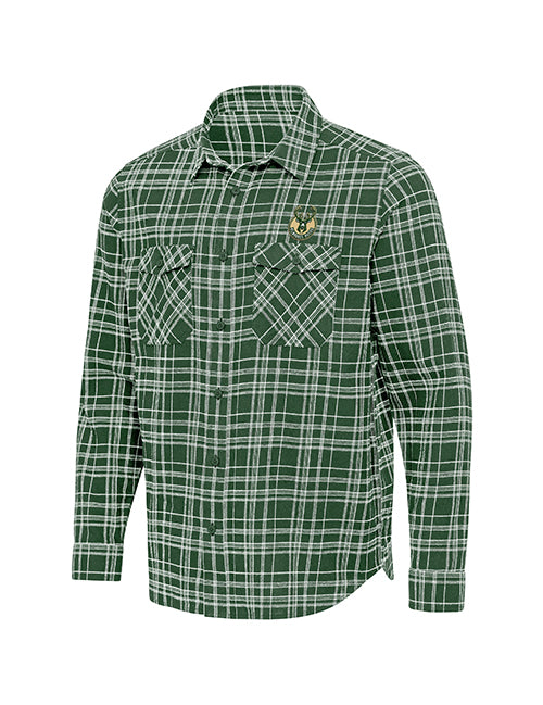 Antigua Private Milwaukee Bucks Flannel Button Up Shirt