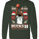 Bucks Pro Shop 2025 Holiday Sweater Bobby Portis Jr Milwaukee Bucks Long Sleeve T-Shirt
