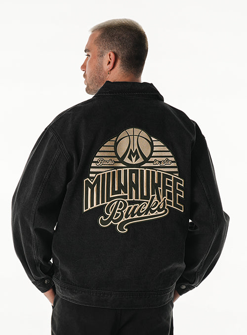 Bucks In Six x The Wild Collective Close Of Day Milwaukee Bucks Denim Jacket-back