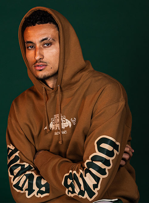Bucks In Six x Staple Birds of a Feather Milwaukee Bucks Hooded Sweatshirt-model shot