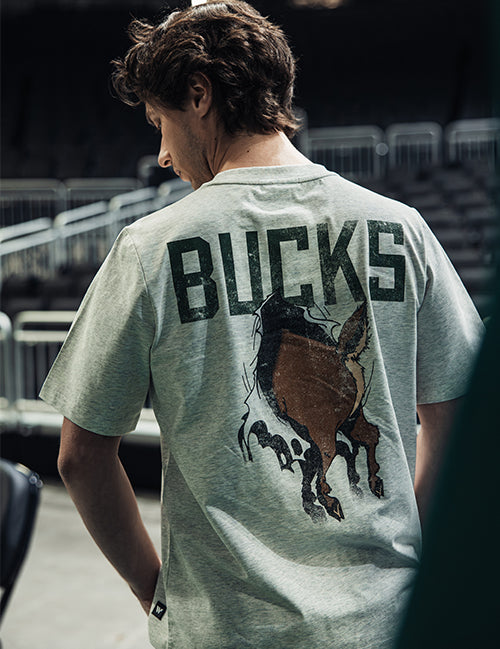 The Wild Collective Tear Through Milwaukee Bucks T-Shirt - model(back)