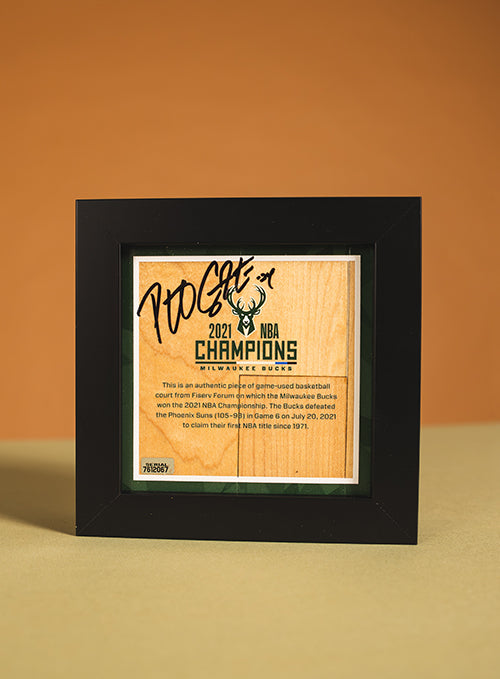 Signed Artsman Pat Connaughton Milwaukee Bucks Court Championship Frame 7"x7"