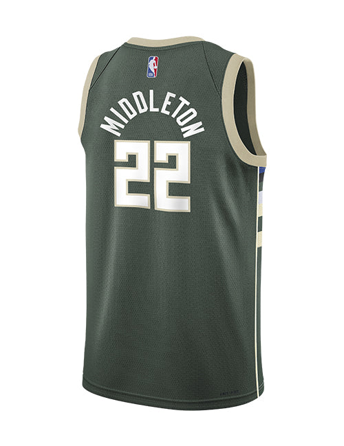 Youth Nike 2022 Icon Edition Khris Middleton Milwaukee Bucks Swingman Jersey-BACK