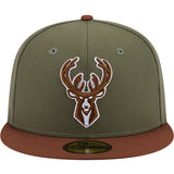New Era 59Fifty Two Toned Color Pack Olive Milwaukee Bucks Fitted Hat-front