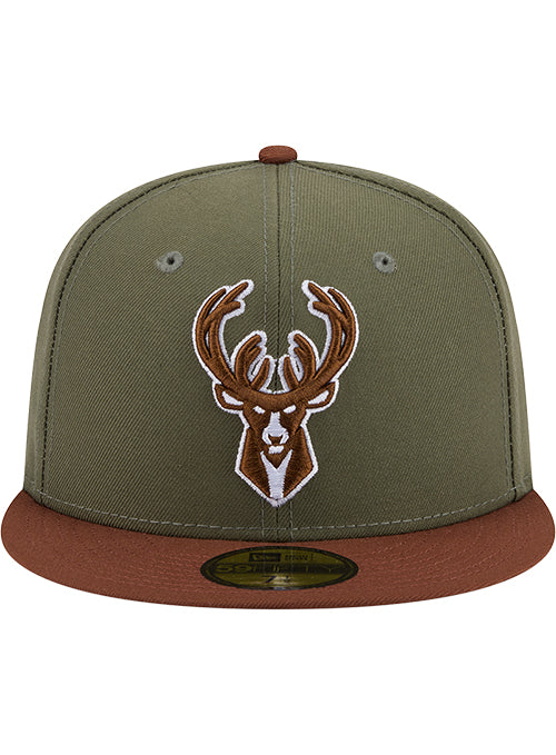 New Era 59Fifty Two Toned Color Pack Olive Milwaukee Bucks Fitted Hat-front