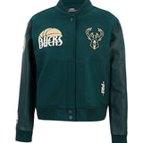 Women's Pro Standard Original Players Milwaukee Bucks Varsity Wool Jacket-front