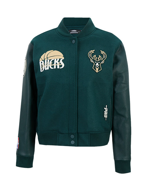 Women's Pro Standard Original Players Milwaukee Bucks Varsity Wool Jacket-front